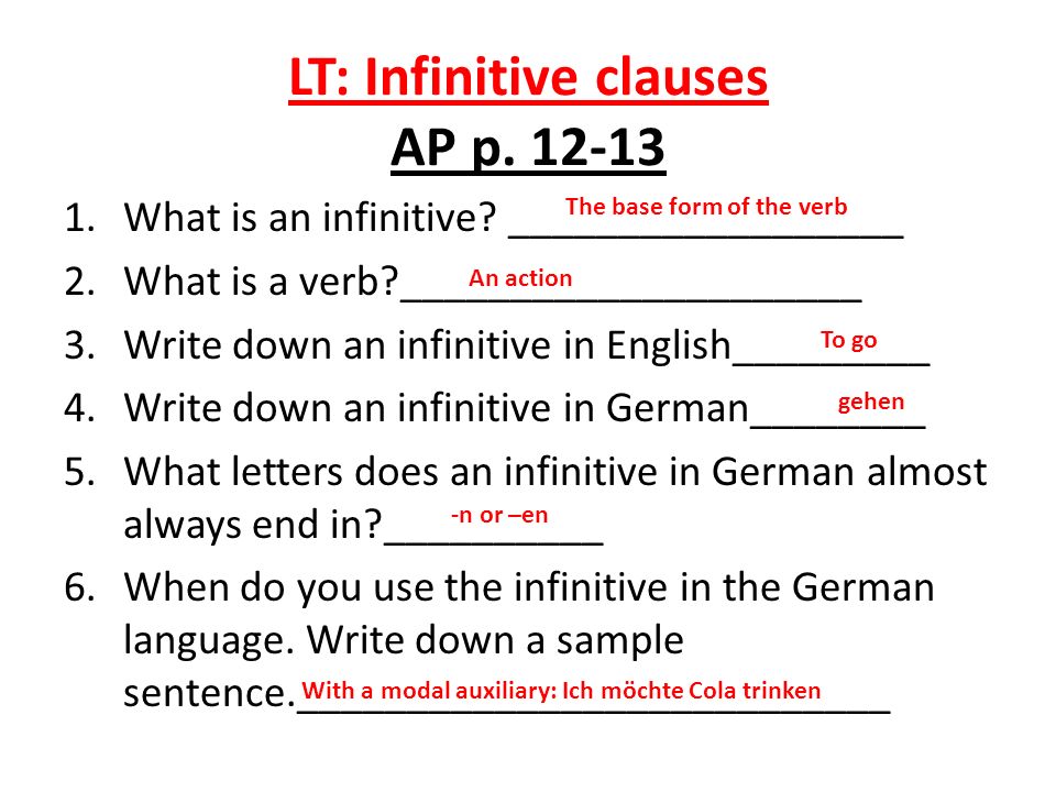 LT: Infinitive clauses AP p