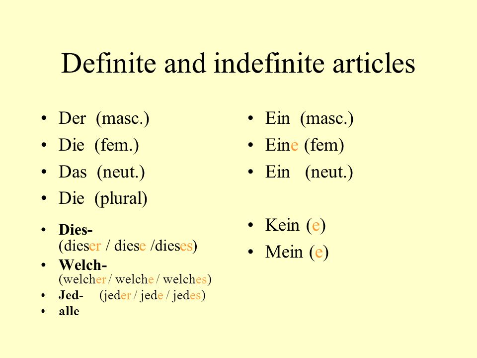 Definite and indefinite articles