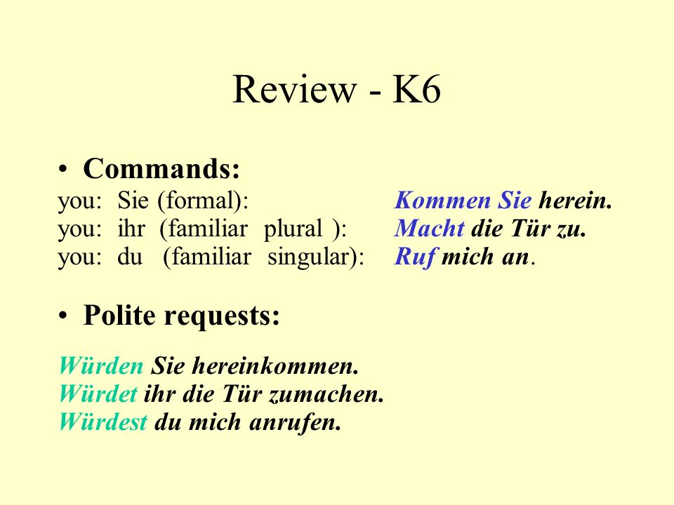 Review - K6 Commands: Polite requests: