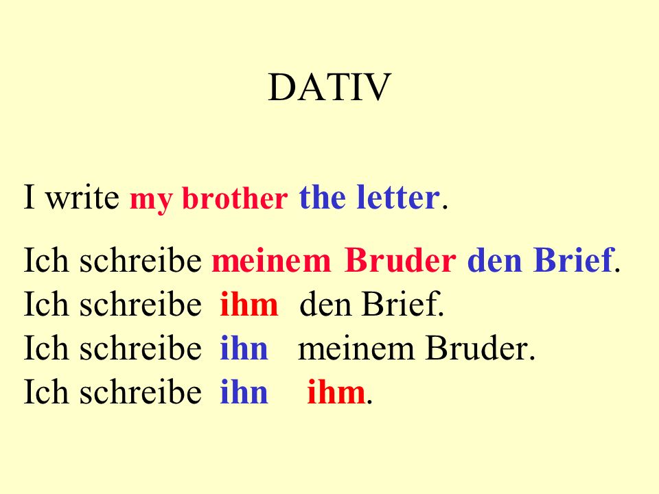 DATIV I write my brother the letter.