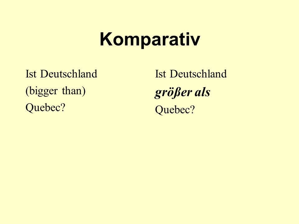 Komparativ größer als Ist Deutschland (bigger than) Quebec