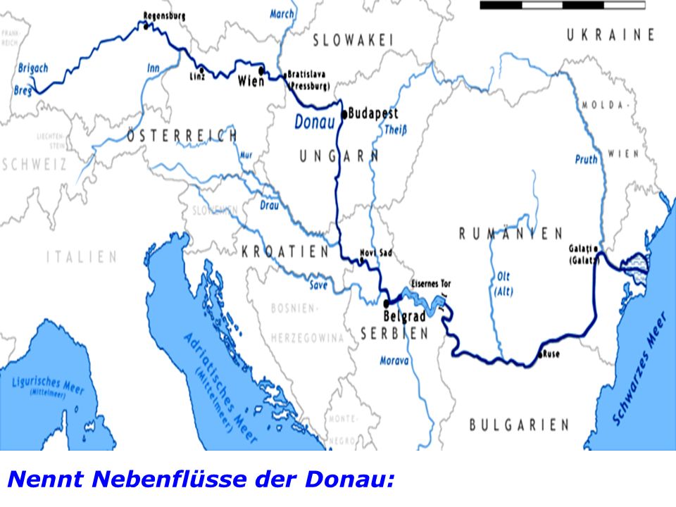 Nennt Nebenflüsse der Donau: