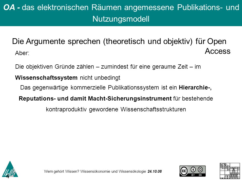 Die Argumente sprechen (theoretisch und objektiv) für Open Access