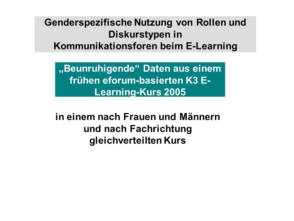 Genderspezifische Nutzung von Rollen und Diskurstypen in