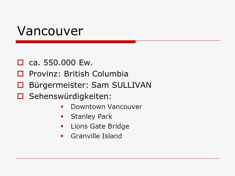 Vancouver ca Ew. Provinz: British Columbia