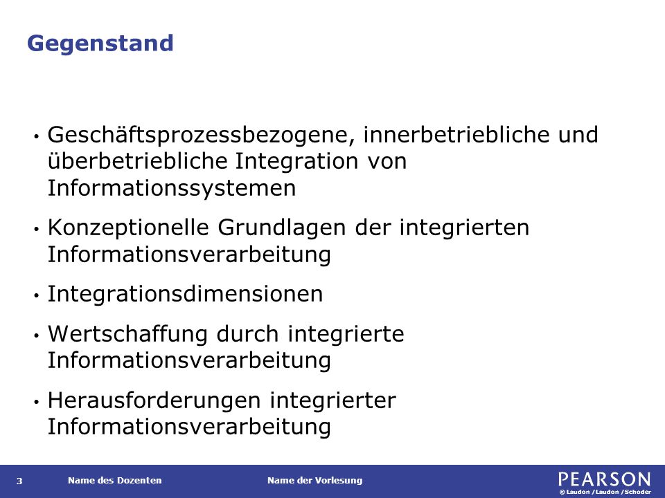 Gegenstand Enterprise-Resource-Planning-Systeme (ERP) Enterprise Application Integration (EAI) Elektronischer Datenaustausch (EDI)