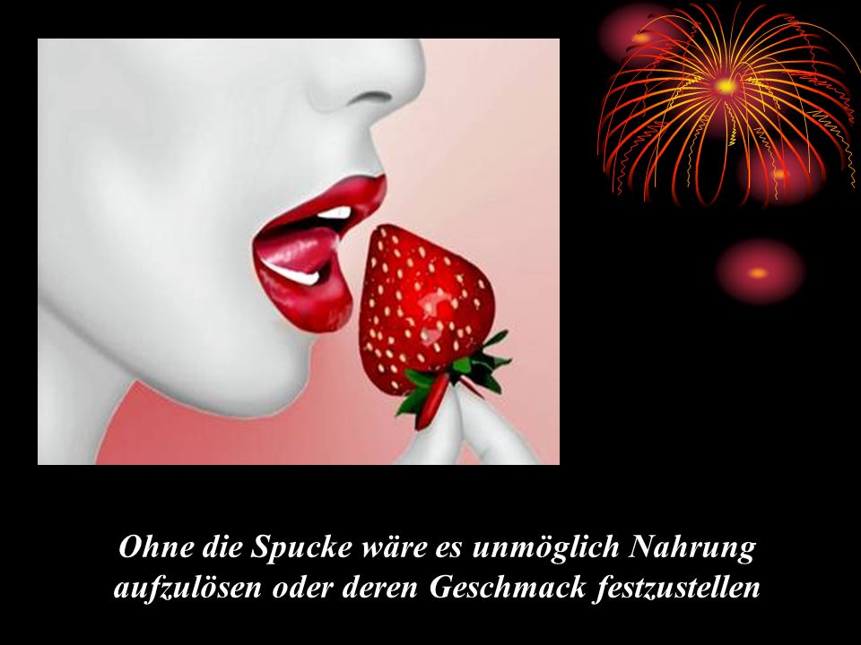 Ohne die Spucke wäre es unmöglich Nahrung aufzulösen oder deren Geschmack festzustellen