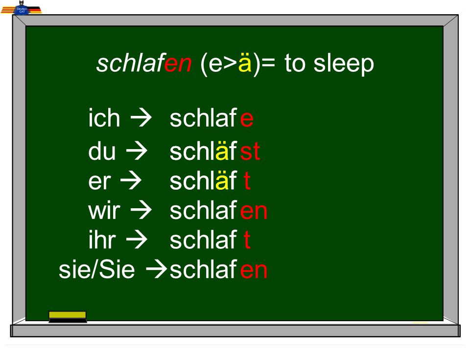 schlafen (e>ä)= to sleep