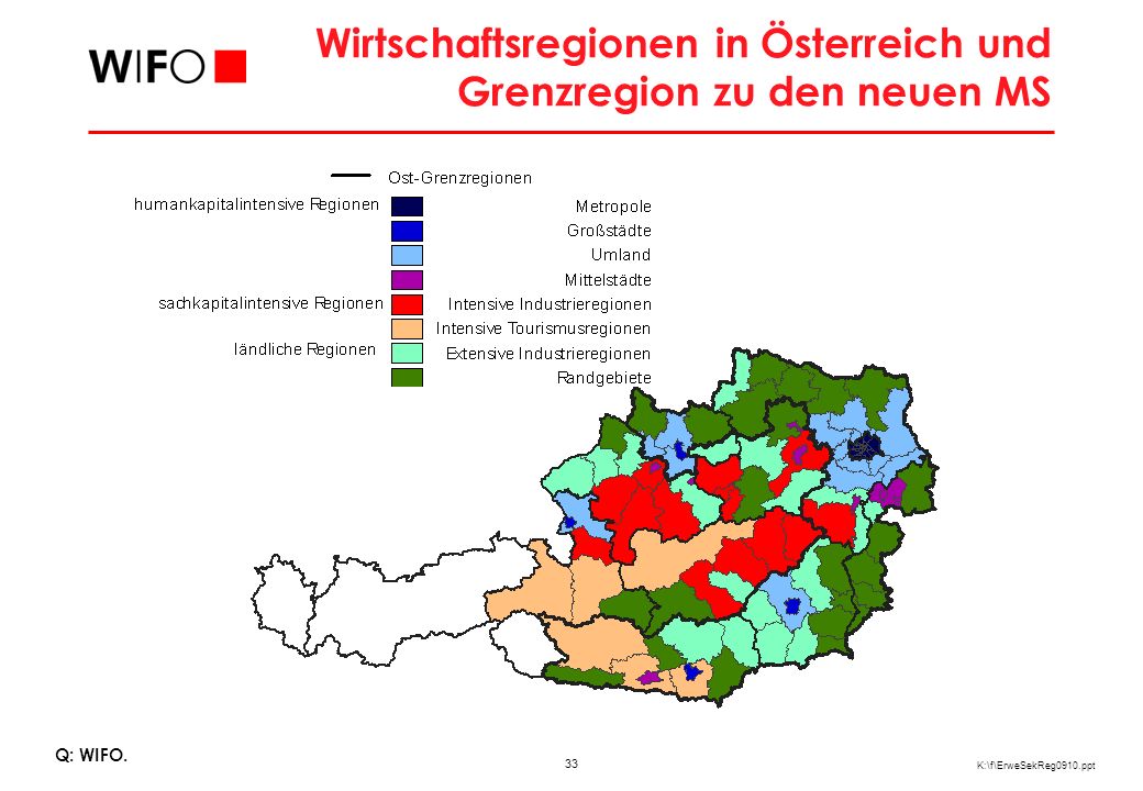 Regionale Konzentration der Branchentypen in Österreich