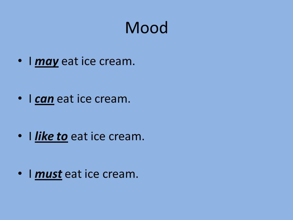 Mood I may eat ice cream. I can eat ice cream.