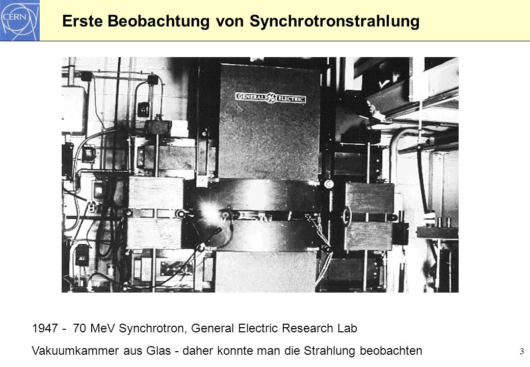Erste Beobachtung von Synchrotronstrahlung