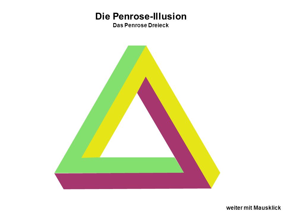 Die Penrose-Illusion Das Penrose Dreieck weiter mit Mausklick
