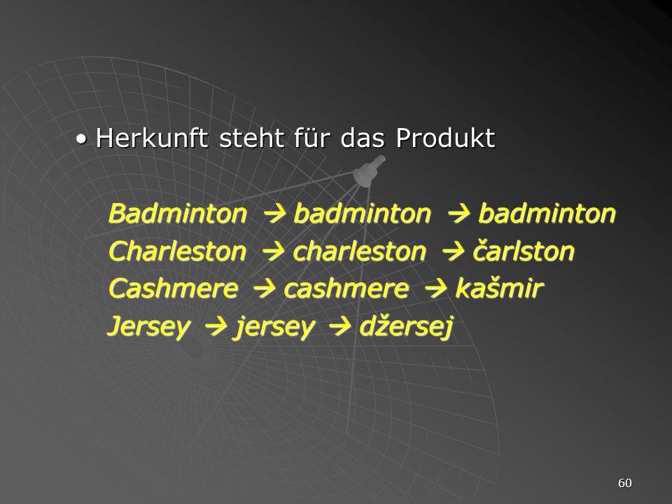 Herkunft steht für das Produkt
