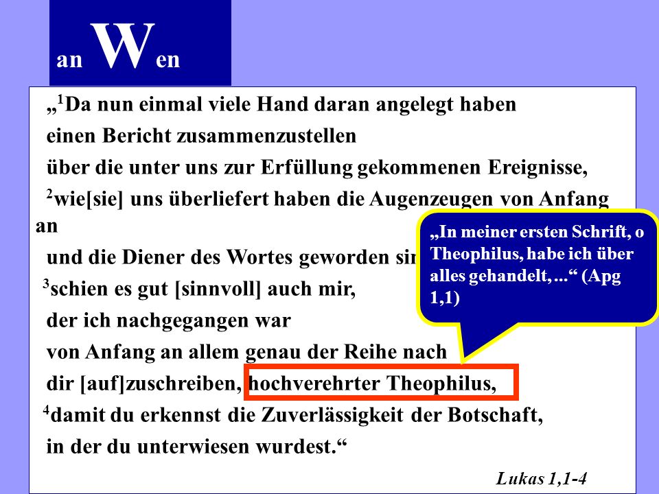 an Wen „1Da nun einmal viele Hand daran angelegt haben