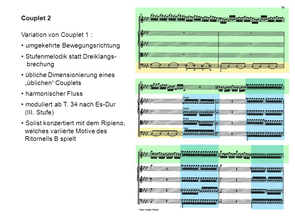 Couplet 2 Variation von Couplet 1 : umgekehrte Bewegungsrichtung. Stufenmelodik statt Dreiklangs-