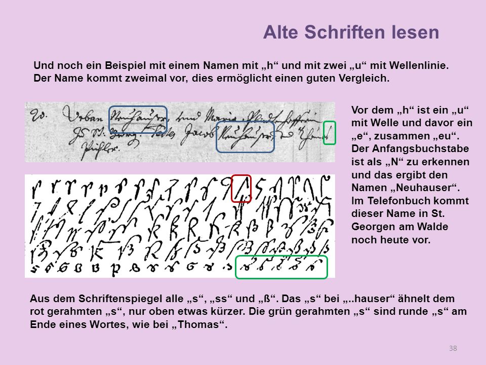 Alte Schriften lesen Und noch ein Beispiel mit einem Namen mit „h und mit zwei „u mit Wellenlinie.