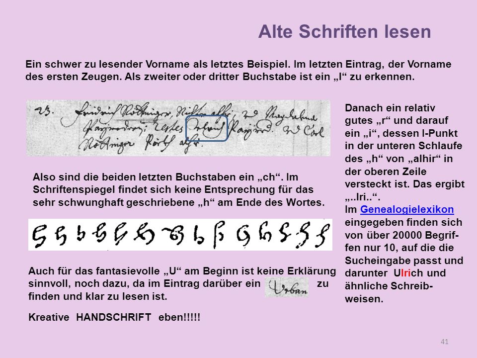 Alte Schriften lesen Ein schwer zu lesender Vorname als letztes Beispiel. Im letzten Eintrag, der Vorname.