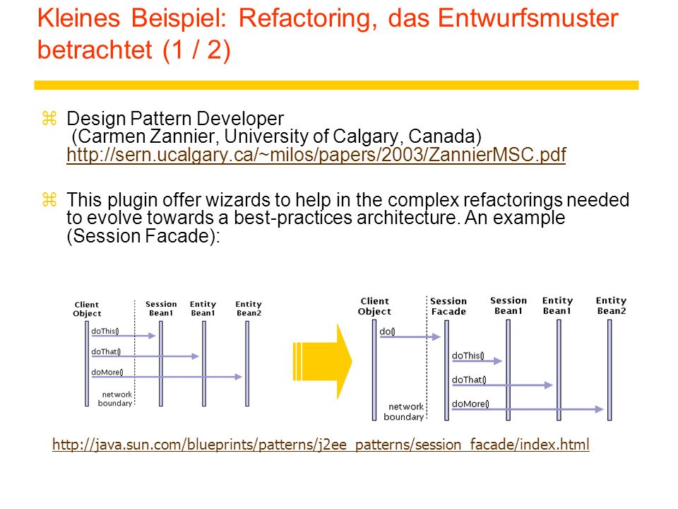 Kleines Beispiel: Refactoring, das Entwurfsmuster betrachtet (1 / 2)