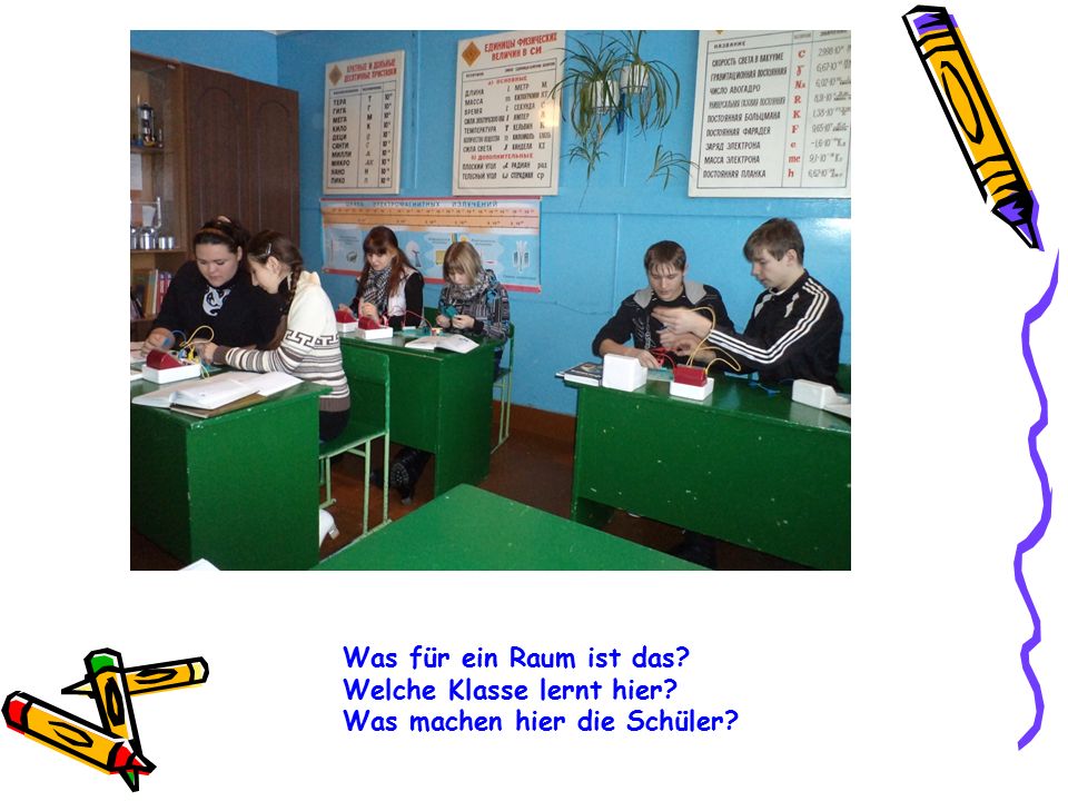 Was für ein Raum ist das Welche Klasse lernt hier Was machen hier die Schüler
