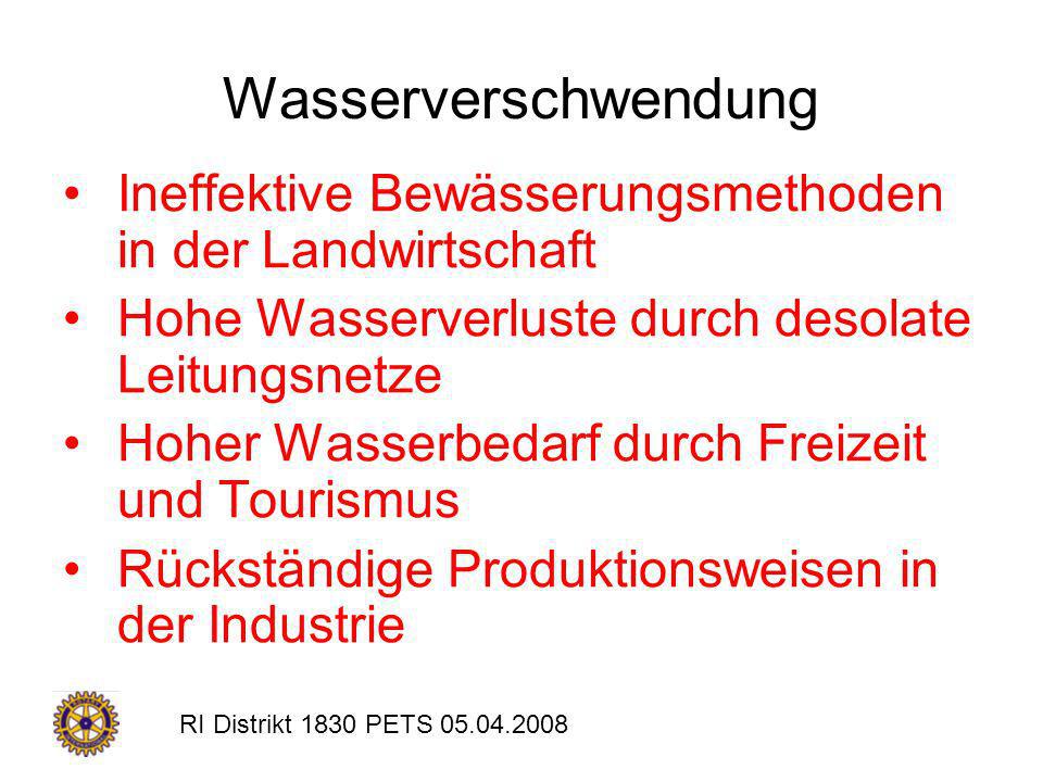 Wasserverschwendung Ineffektive Bewässerungsmethoden in der Landwirtschaft. Hohe Wasserverluste durch desolate Leitungsnetze.