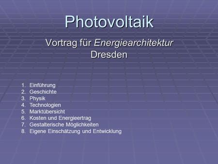 Vortrag für Energiearchitektur Dresden