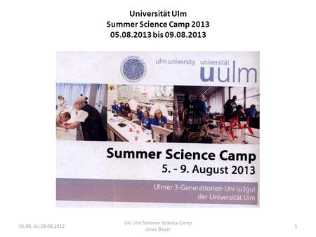 Universität Ulm Summer Science Camp bis
