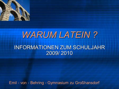 INFORMATIONEN ZUM SCHULJAHR 2009/ 2010