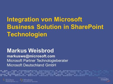 Integration von Microsoft Business Solution in SharePoint Technologien