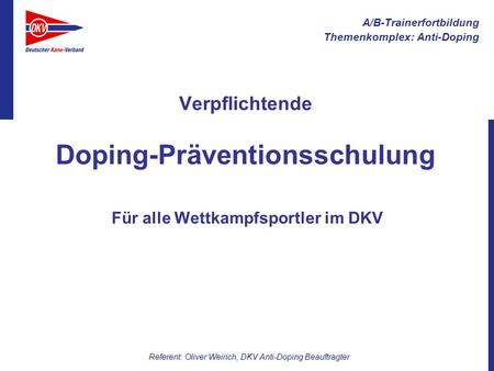 Verpflichtende Doping-Präventionsschulung