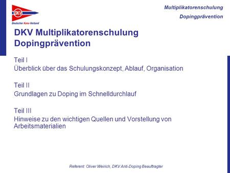 DKV Multiplikatorenschulung Dopingprävention