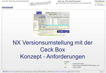 NX Versionsumstellung mit der Ceck Box Konzept - Anforderungen