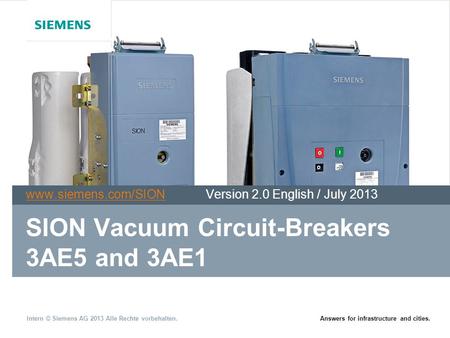 SION Vacuum Circuit-Breakers 3AE5 and 3AE1