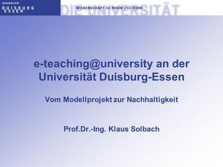 an der Universität Duisburg-Essen