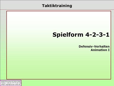 Taktiktraining Spielform 4-2-3-1 Defensiv-Verhalten Animation I.