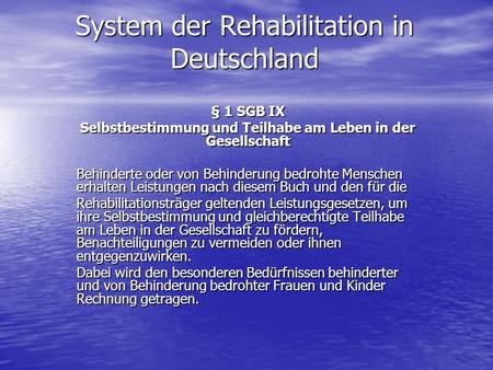System der Rehabilitation in Deutschland