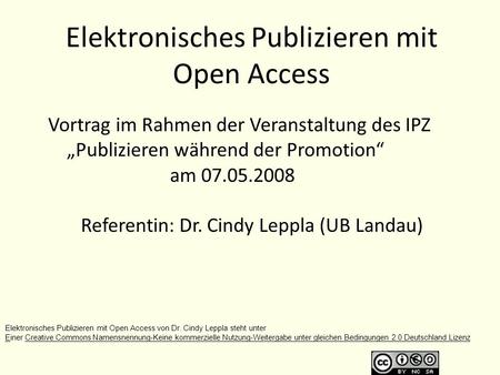 Elektronisches Publizieren mit Open Access