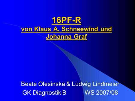 16PF-R von Klaus A. Schneewind und Johanna Graf