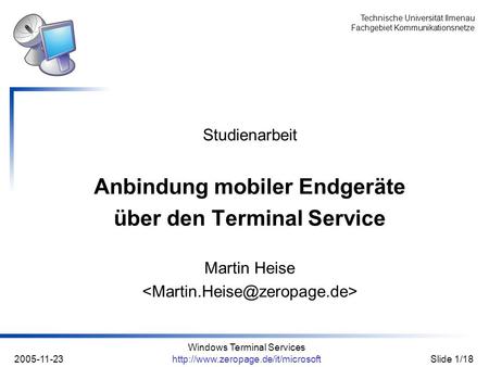 Anbindung mobiler Endgeräte über den Terminal Service