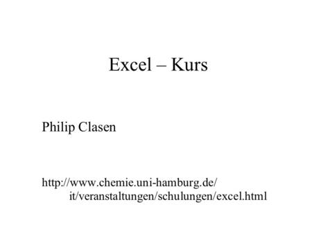 Excel – Kurs Philip Clasen