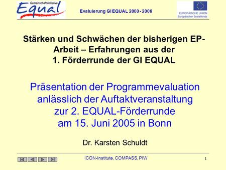 zur 2. EQUAL-Förderrunde am 15. Juni 2005 in Bonn