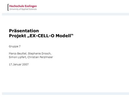 Präsentation Projekt „EX-CELL-O Modell“
