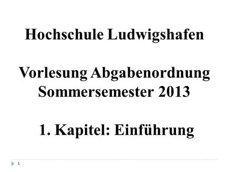 Hochschule Ludwigshafen Vorlesung Abgabenordnung