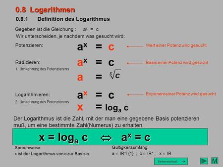 0.8.1 Definition des Logarithmus