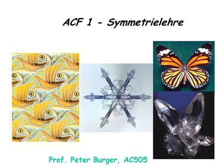 ACF 1 - Symmetrielehre Prof. Peter Burger, AC505.
