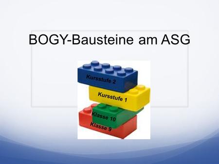 BOGY-Bausteine am ASG Kursstufe 2 Kursstufe 1 Klasse 10 Klasse 9.