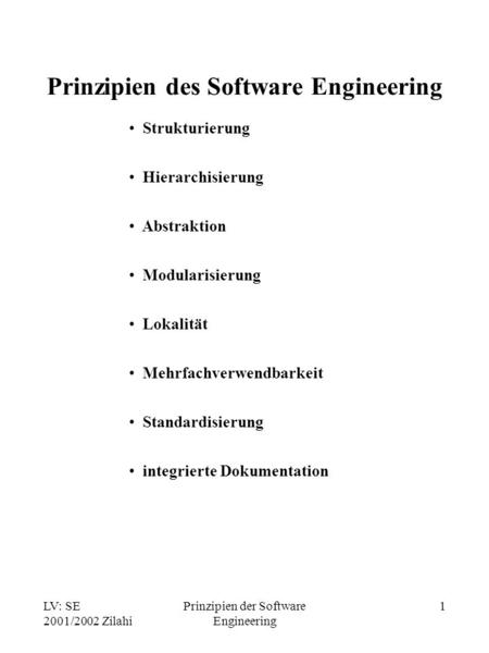 Prinzipien des Software Engineering