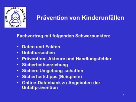 Prävention von Kinderunfällen
