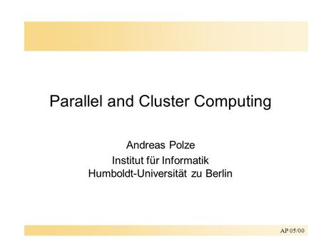 Parallel and Cluster Computing
