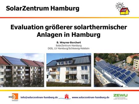 Evaluation größerer solarthermischer Anlagen in Hamburg B