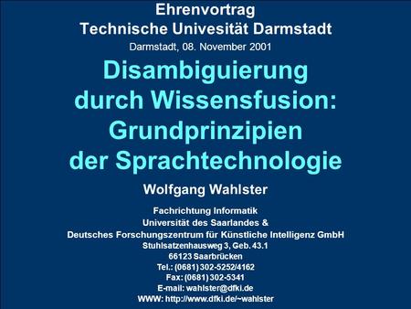 Ehrenvortrag Technische Univesität Darmstadt